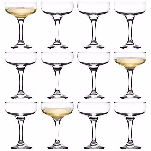LAV Misket Glass Cocktail Coupe Glasses Set, 12 x 235ml, Transparent