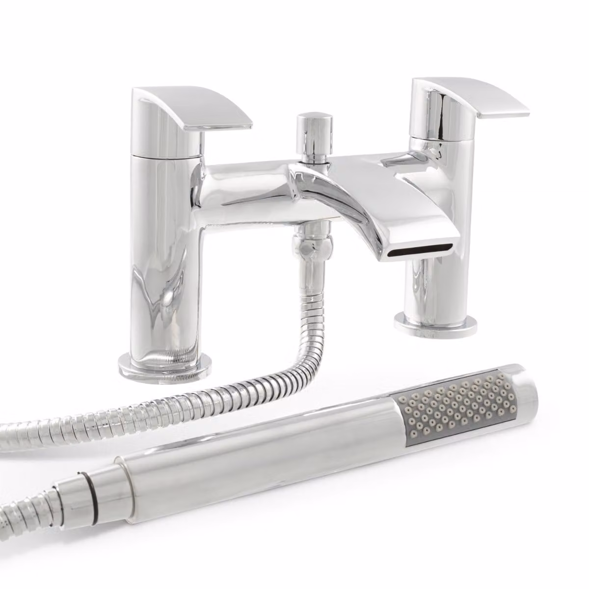 Kartell Two-Handle Brass Countertop Bathtub Mixer Tap in Chrome