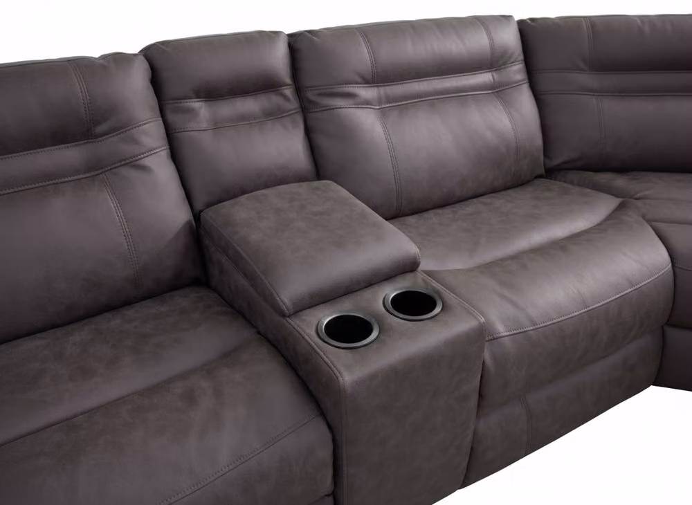 META Jackson 2 Corner 1 + Console Reversible Power Recliner Sofa in Dark Grey with USB Charging and Cup Holders – 3