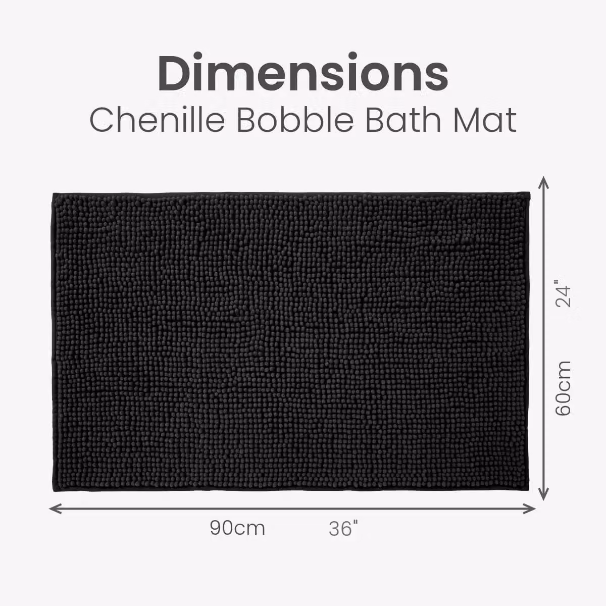 Allure Bath Fashions Chenille Bobble Microfibre Bath Mat, Black, W: 60 cm, D: 90 cm – 5
