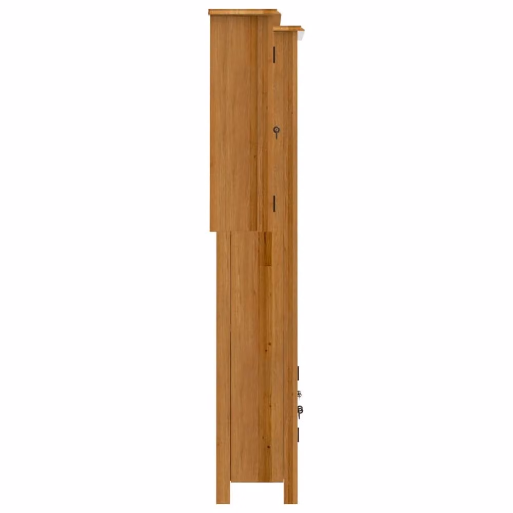 Berkfield Home 2 Piece Rustic Brown Solid Pine Bathroom Furniture Set with Vanity Unit and Wall Cabinet – 4