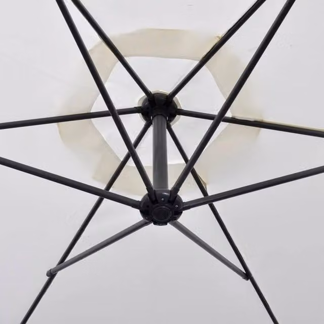 Berkfield Home Cantilever Garden Umbrella in Sand White with Polyester Canopy and Steel Frame, 3 m – 1