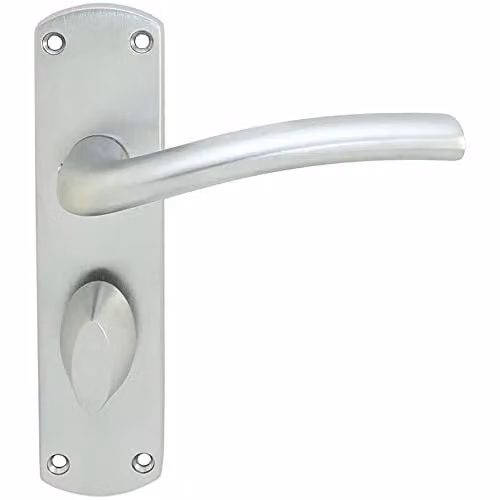 Loops Rounded Curved Bar Handle on Bathroom Backplate, Satin Chrome, W: 170 mm x H: 42 mm