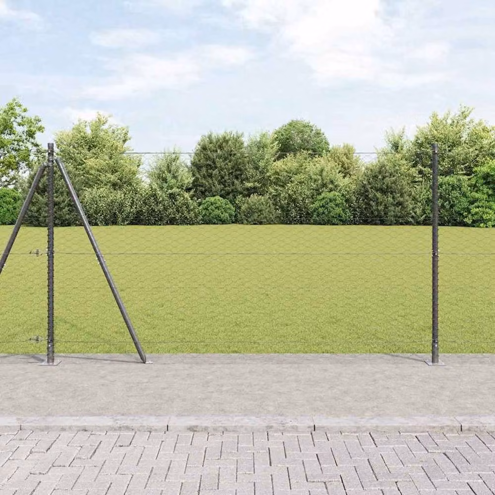 Berkfield Home Grey Steel Hexagon Fence 1.5 x 100 m – 2