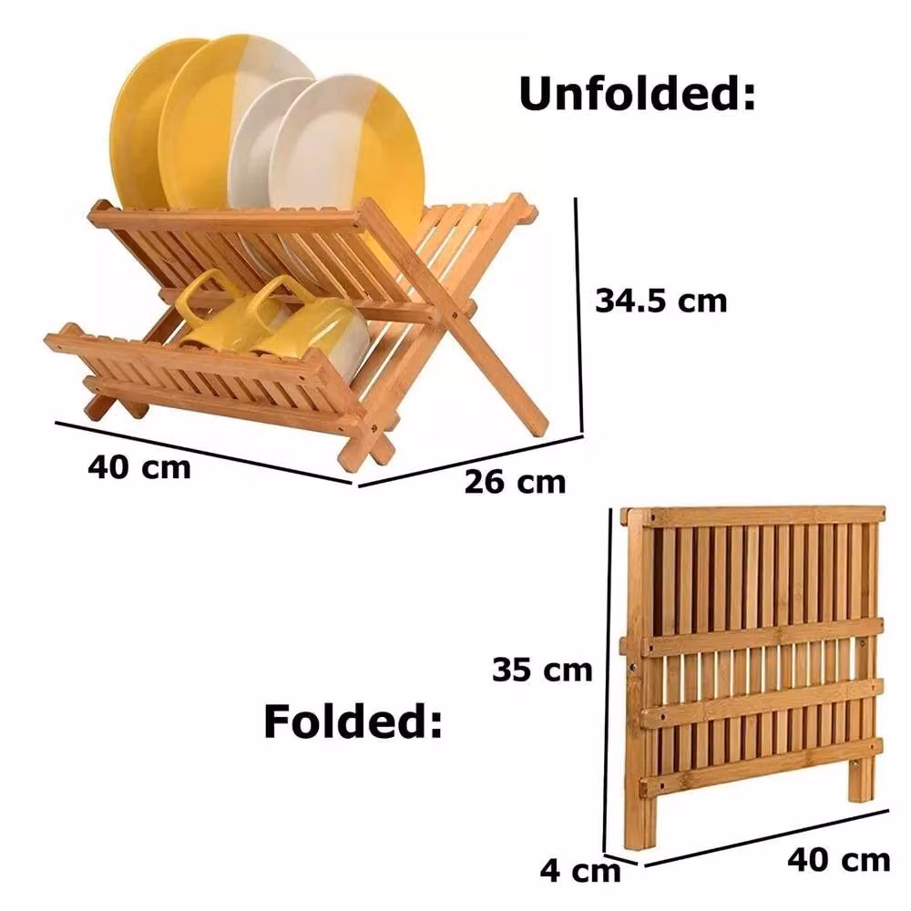 SPETLEK 2-Piece Brown Bamboo Dish Drainer Set with Foldable Cutlery Holder – 2
