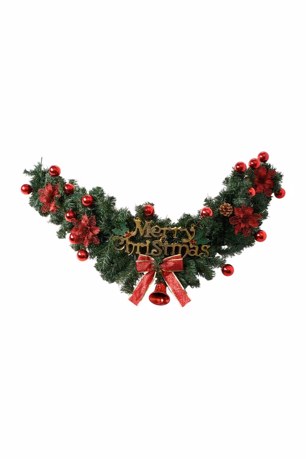 Living and Home Elegant Christmas Garland in Red, Multicolour and Green with Foliage, Baubles and Bells – 5