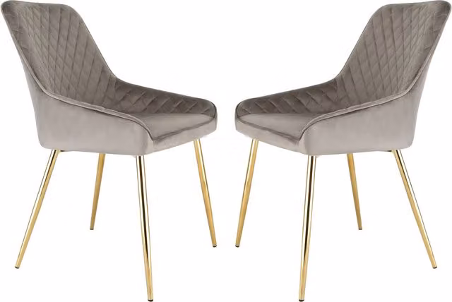 Home Garden Direct Hamilton Dining Chairs Set of 2 in Grey Velvet