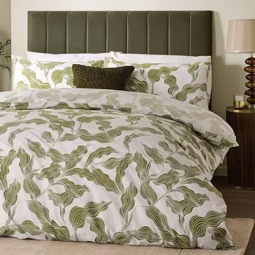 Riva Home Lauro Reversible Cotton Blend Floral Duvet Cover Set, Green, 200 x 200 cm – 3