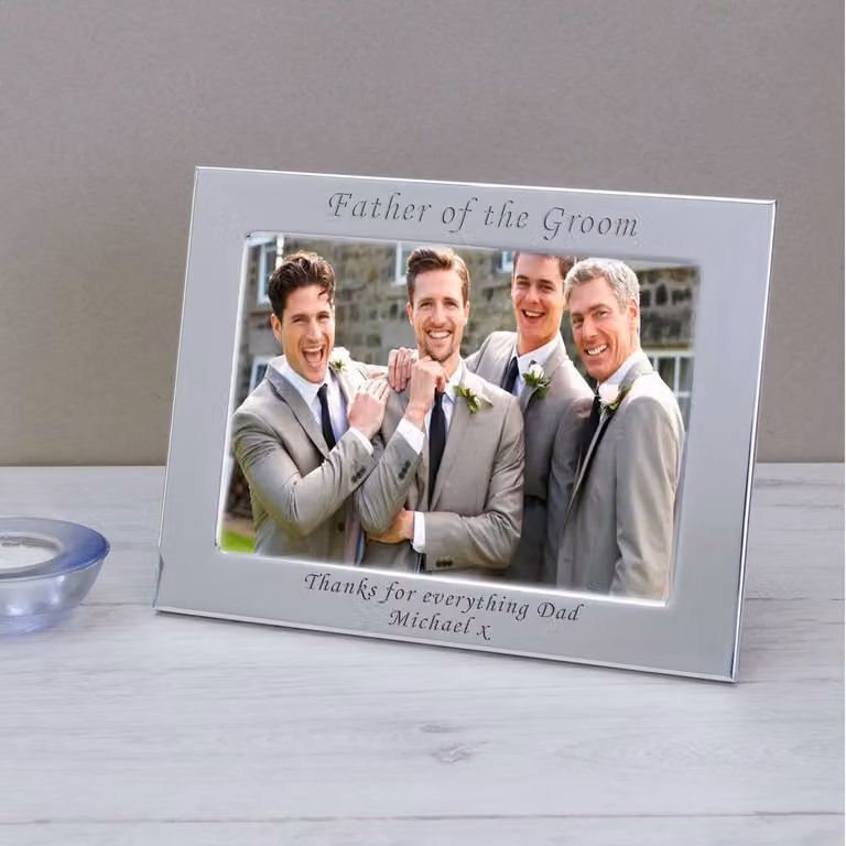 Uniqueful Personalised Father of the Groom Silver Plated Rectangular Metal Picture Frame