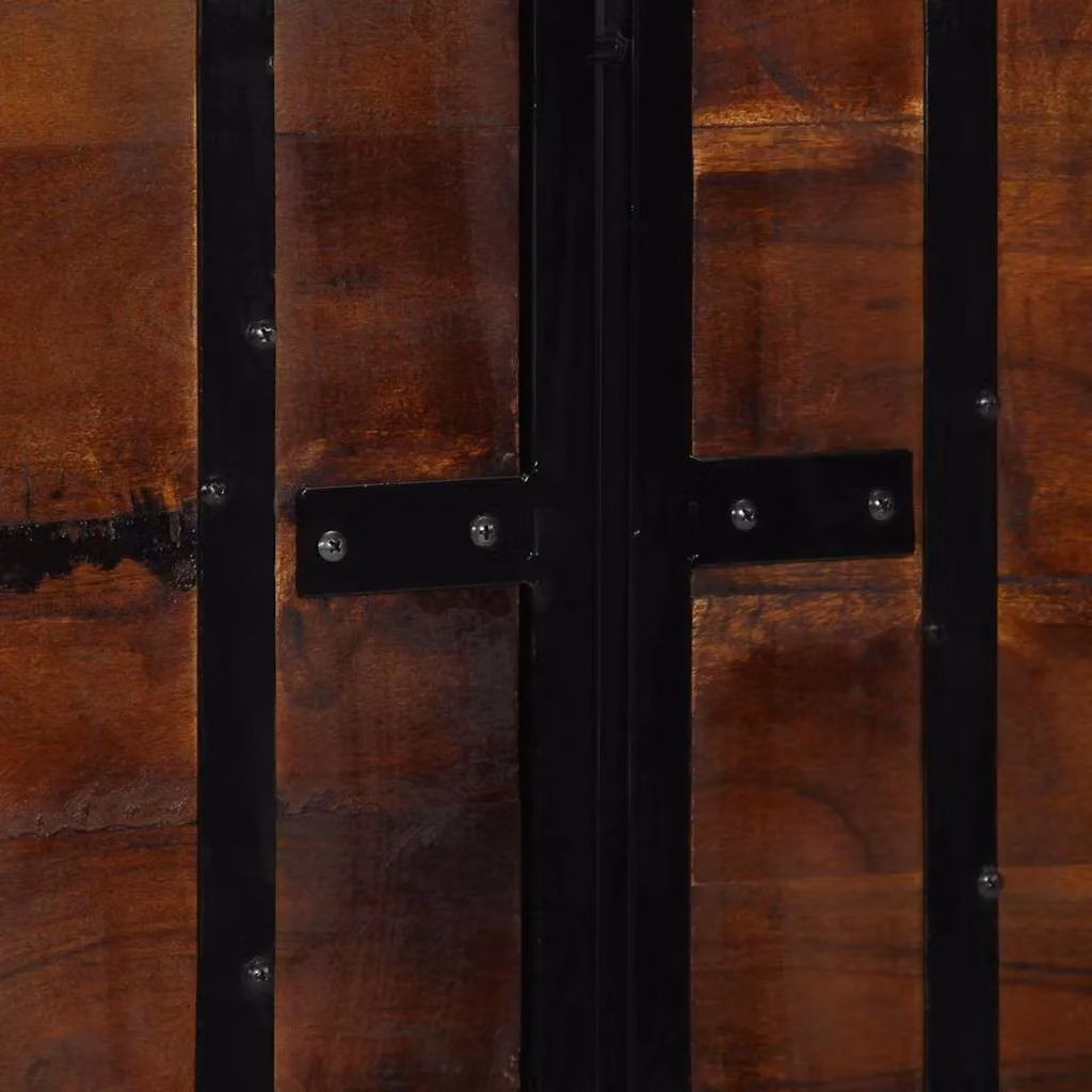 Berkfield Home Industrial Headboard in Brown, Solid Reclaimed Wood and Iron, Width: 140 cm – 3
