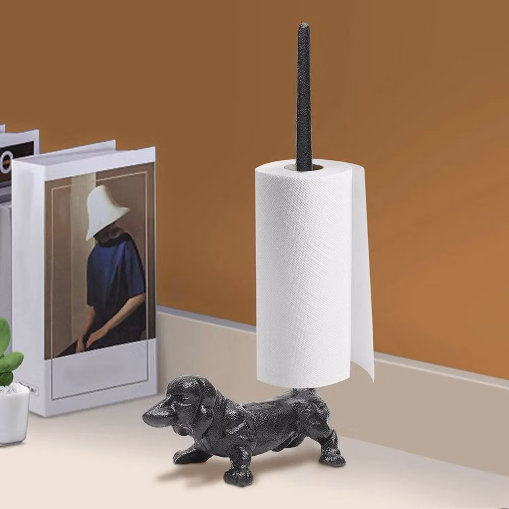 Kelvenix Freestanding Metal Bathroom Toilet Roll Holder in Black – 2