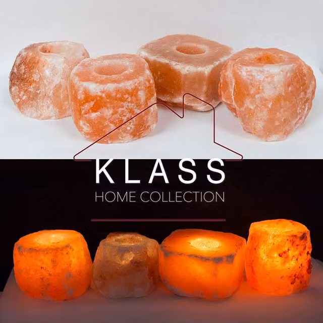 Klass Home Collection Set of 4 Pink Himalayan Salt Tealight Candle Holders