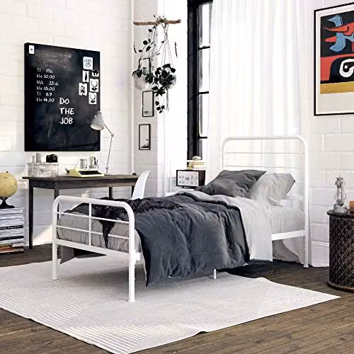 DHP Furniture Millie Metal Single Bed in White
