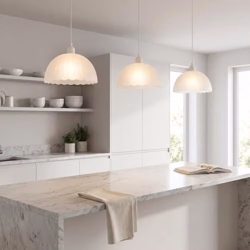 Happy Homewares Classic White Glass Dome Pendant Lighting Shade with Reducer Ring W/D/H: 13 x 25 x 25 cm – 2