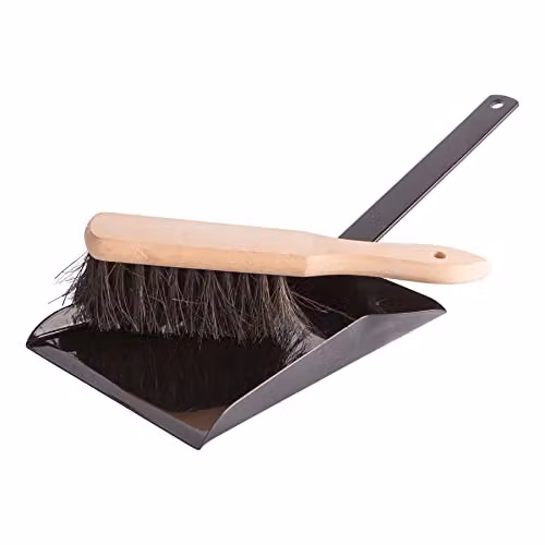 Hammer and Tongs Fireplace Dustpan and Brush Set in Black Gloss Metal and Wood – 2