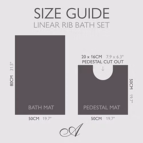 Allure Bath Fashions Ribbed Two Piece Cotton Bath and Pedestal Toilet Mat Set in White – 4