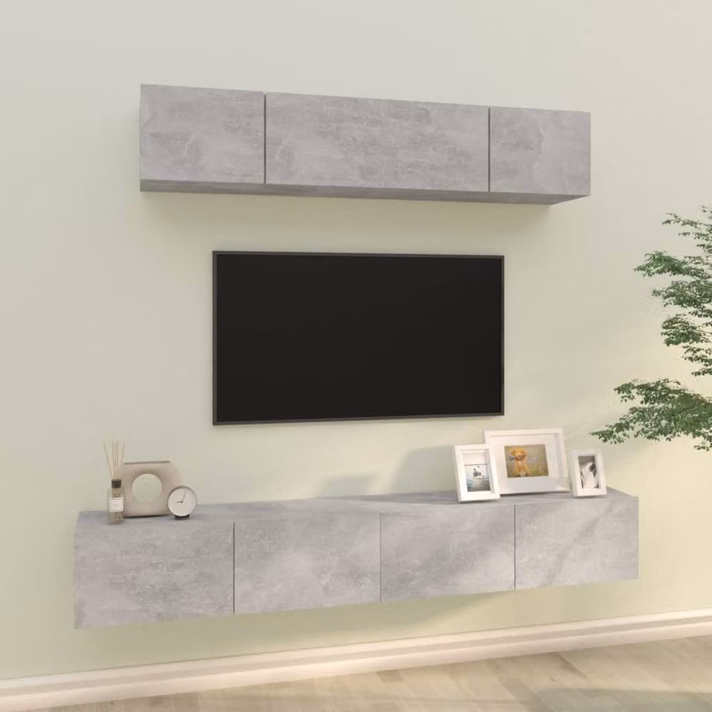 Berkfield Home 4 Piece TV Cabinet Set in Concrete Grey Matt Engineered Wood – 2