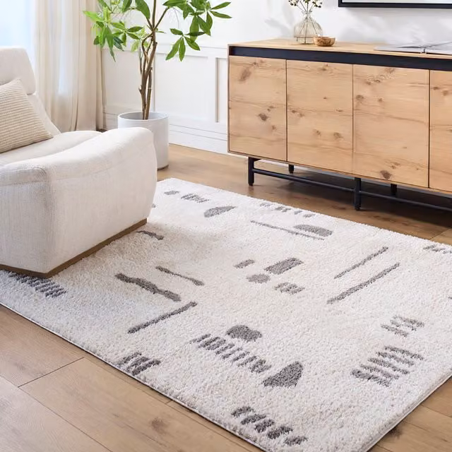 Livabliss Fossay Modern High Pile Shag Rug in Anthracite, W: 140 cm, L: 200 cm