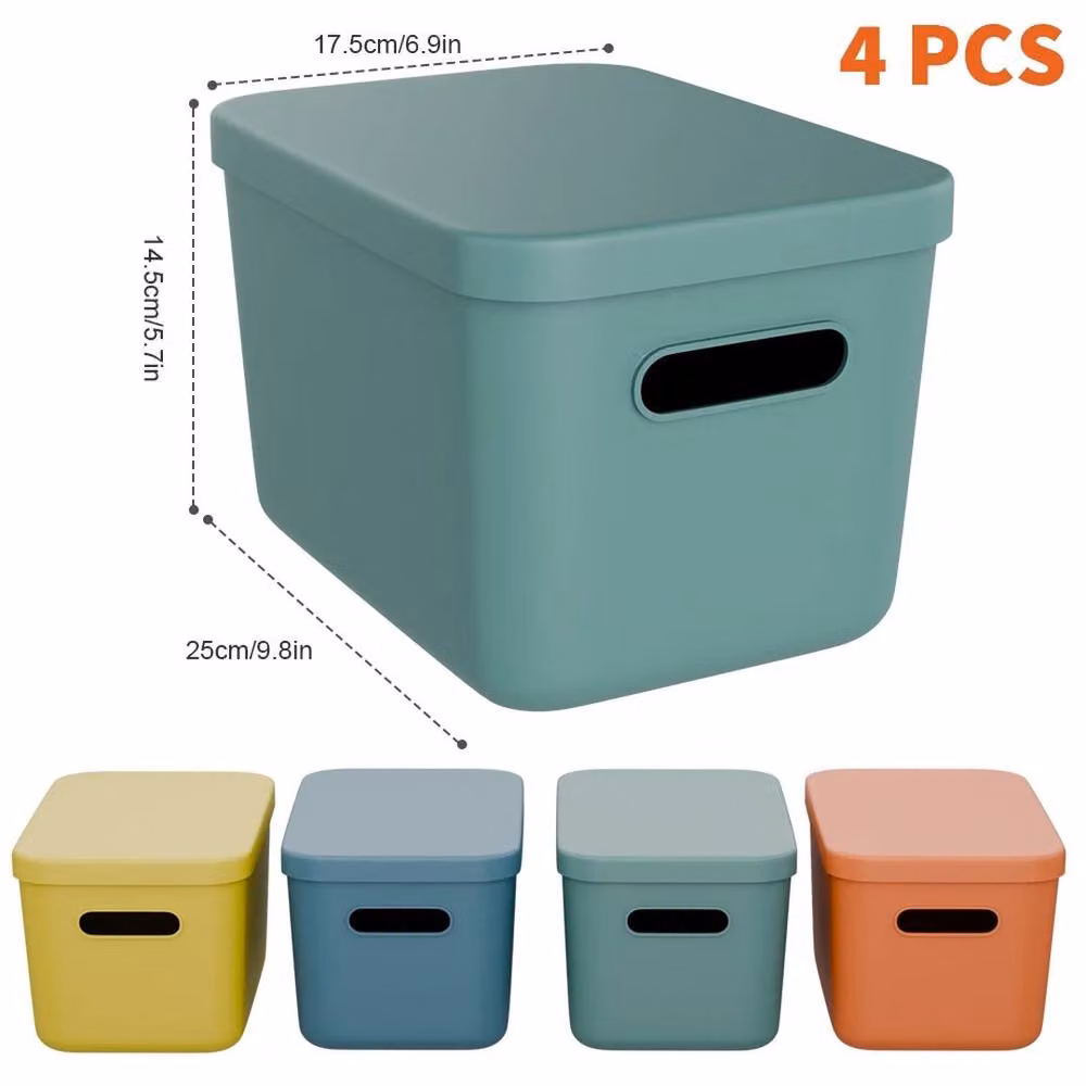 EONLION 4-Piece Multicolour Plastic Storage Box Set with Lids, Handles and Stackable Design, W/D/H: 50 x 50 x 50 cm – 2