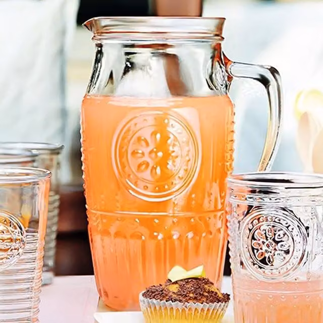 Bormioli Rocco Romantic Glass Water Jug, 1.8 l, Transparent Yellow