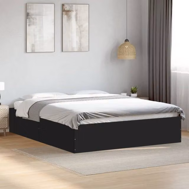 Berkfield Home Modern Bed Frame in Black, W/D/H: 150 x 200 cm – 1