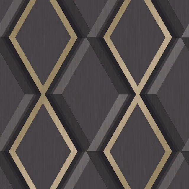 I Love Wallpaper Profile Geometric Abstract Art Deco Wallpaper in Black and Grey