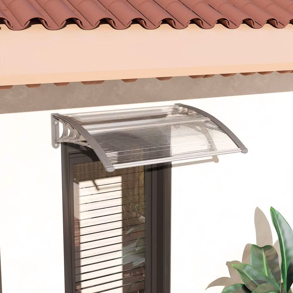 Rolipo Clear Front Door Canopy Awning Rain Shelter, W: 100 cm, D: 75 cm – 3