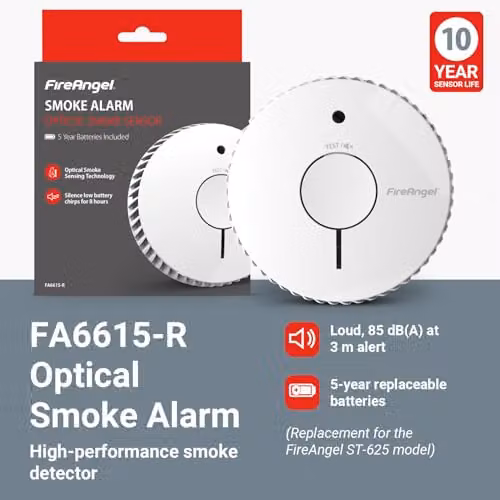 FireAngel FA6615-R White Optical Smoke Alarm with 10-Year Battery – 2