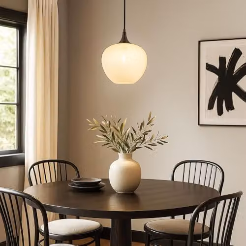 Globo Lighting Modern Suspended Sphere Pendant Light with White Glass and Chrome Metal Finish for Dining Rooms – 2