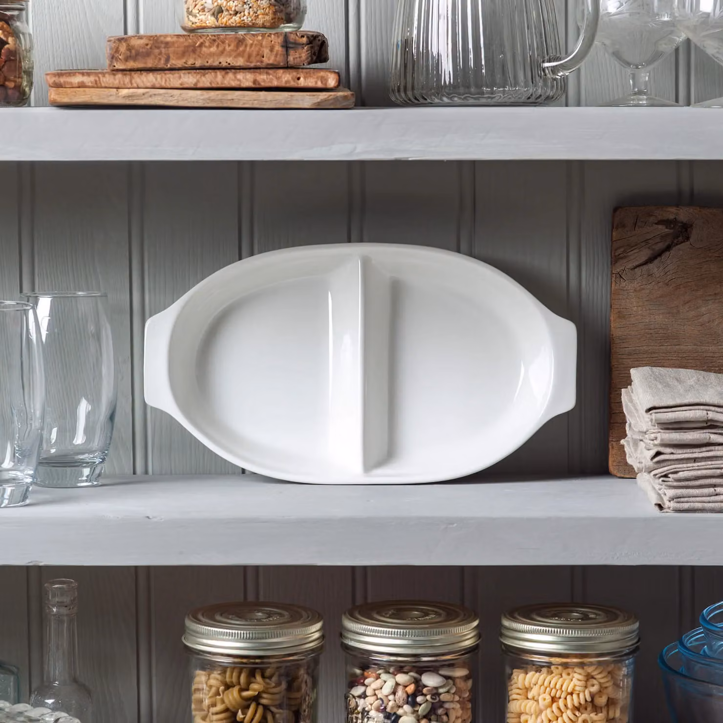 WM Bartleet & Sons Large Divided Porcelain Dish, White, Diameter: 22 cm – 2