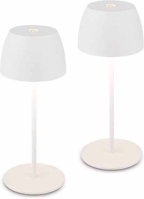 Briloner Pack of 2 Mini White LED Rechargeable Table Lamps with Dimmable Warm White Touch Control