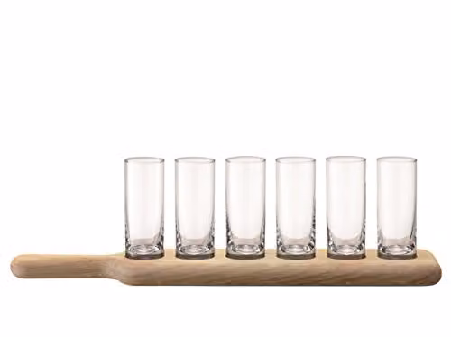LSA International PX01 Vodka Set with Clear Glass Shot Glasses and Oak Paddle, Length: 40.64 cm