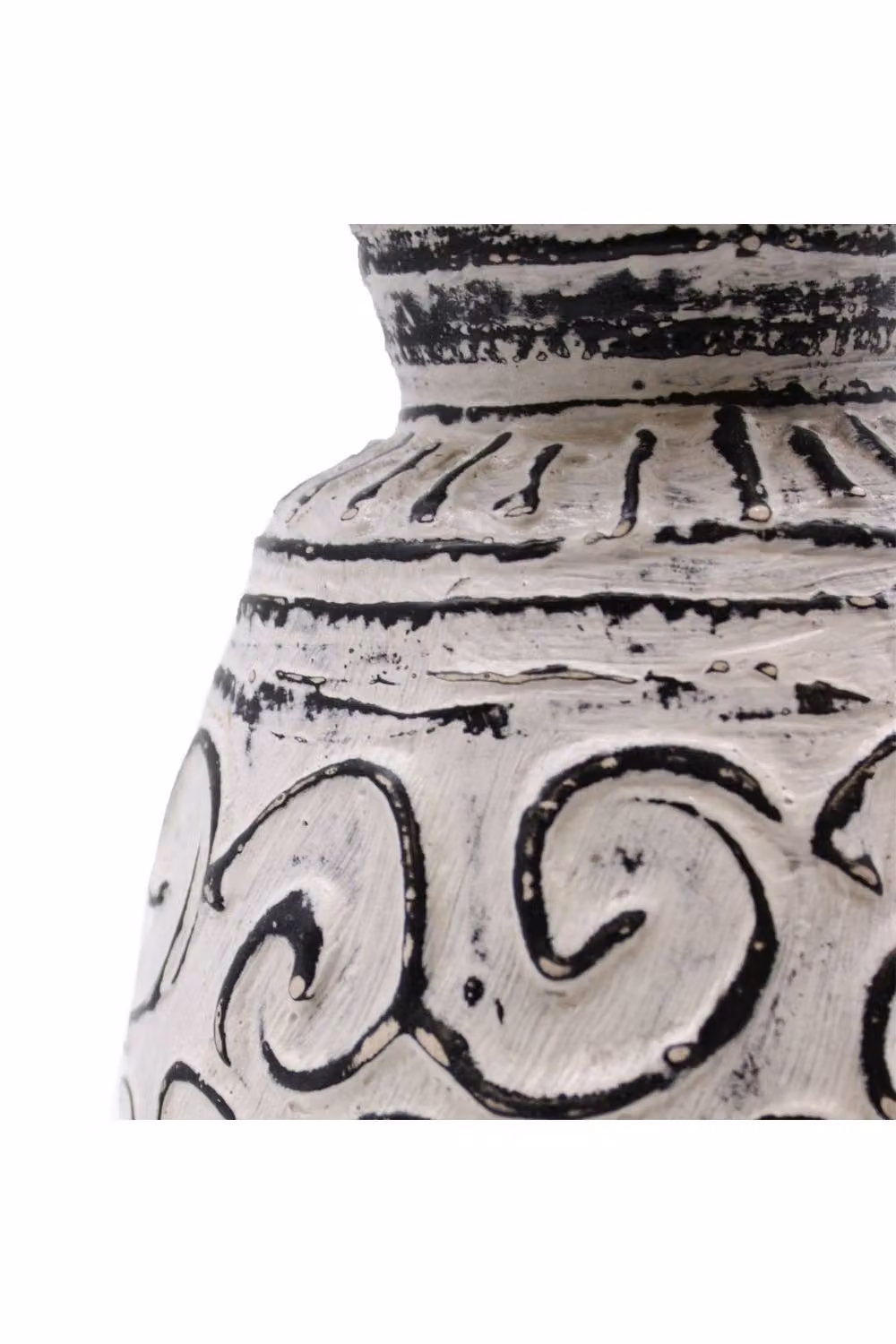 KDMD Lombok Handmade Ceramic Vase with Abstract Swirl Pattern in Cream, White and Black – 2