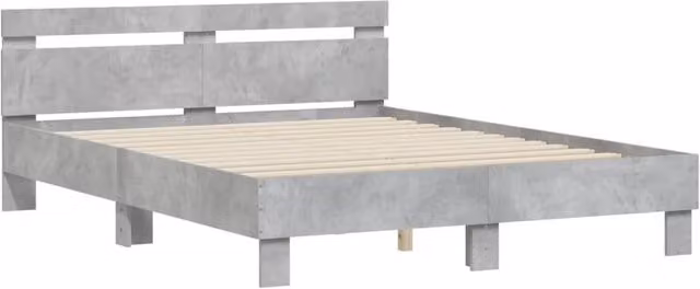 Berkfield Home Durable Bed Frame in Concrete Grey, W/D/H: 150 x 200 x 155 cm