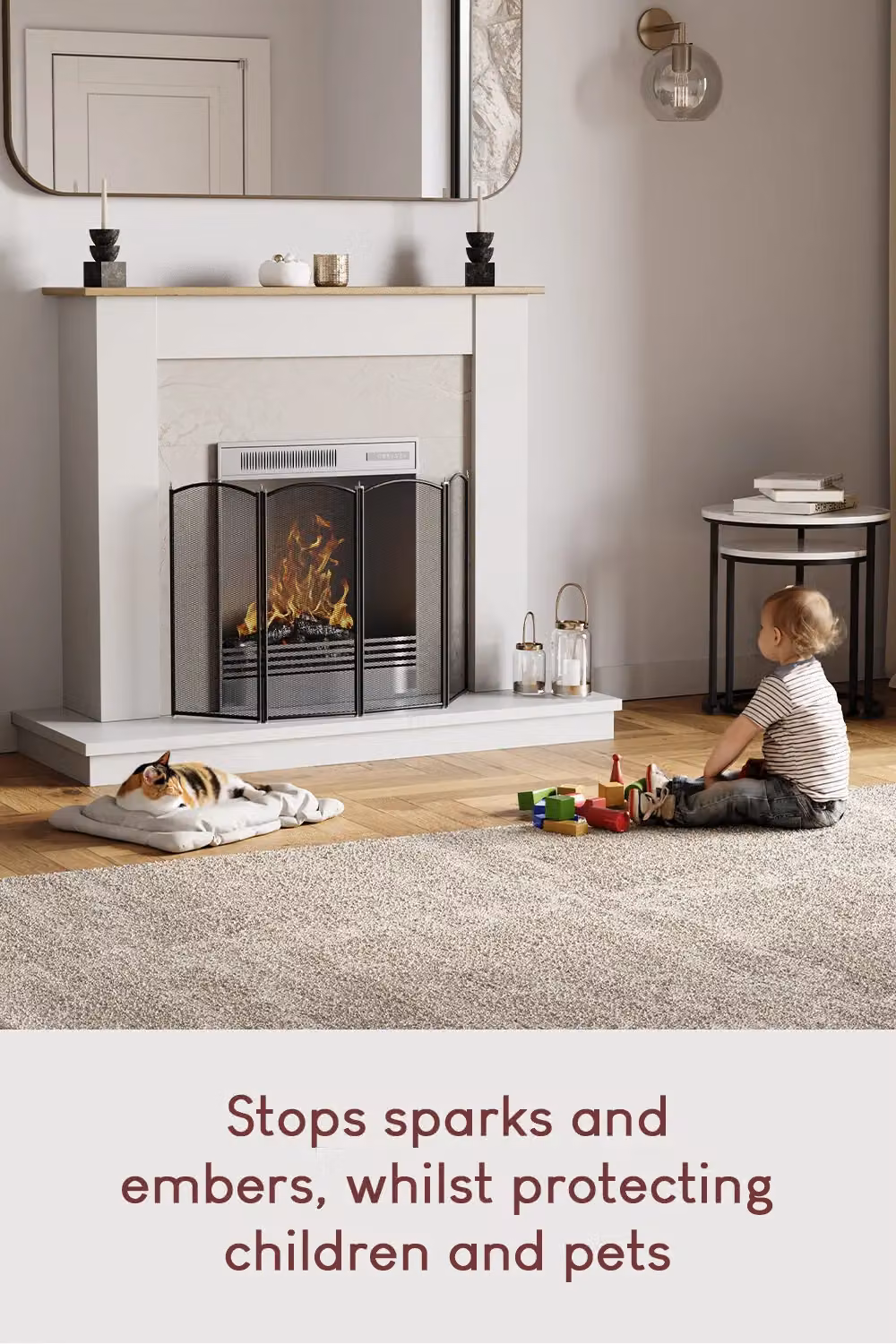 Home Discount Fire Vida Stanton 4 Panel Fireplace Shield Protector in Black – 3
