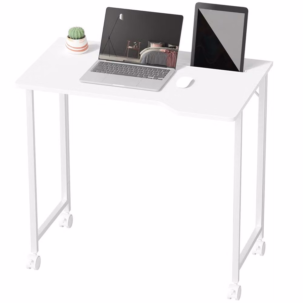 STILVORA Folding Desk with Castors in White – 2