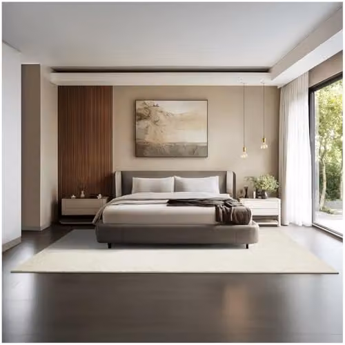 tectake Zonelle Fluffy Rug in Beige, Allergy-Friendly, Washable and Non-Slip, W: 200 cm, D: 290 cm