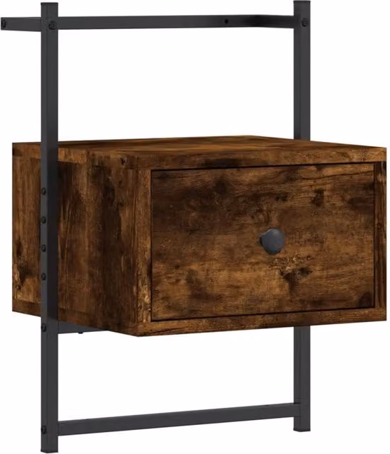 Berkfield Home Wall-mounted Bedside Cabinet in Smoked Oak Brown, W/D/H: 35 x 30 x 51 cm – 1