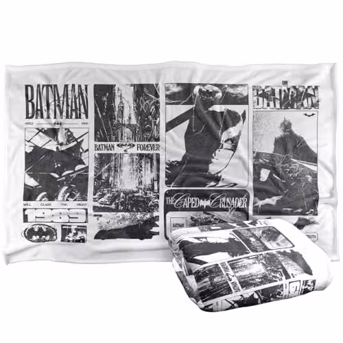 LOGOVISION Batman 85th Anniversary Mashups Through The Years Live Action Super Soft Fleece Throw Blanket, Multicolour, W: 91.44 cm, L: 147 cm – 1
