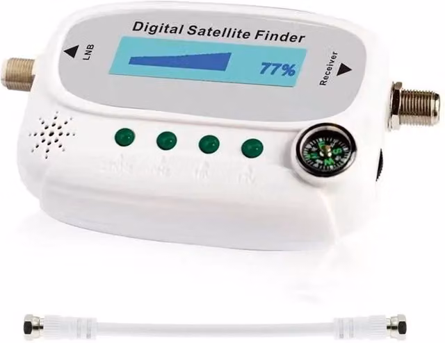 SPETLEK Digital Satellite Signal Finder Strength Meter with LCD Display and Buzzer, White
