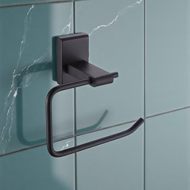 Showerdrape Unity Wall Mounted Stainless Steel Toilet Roll Holder in Matt Black