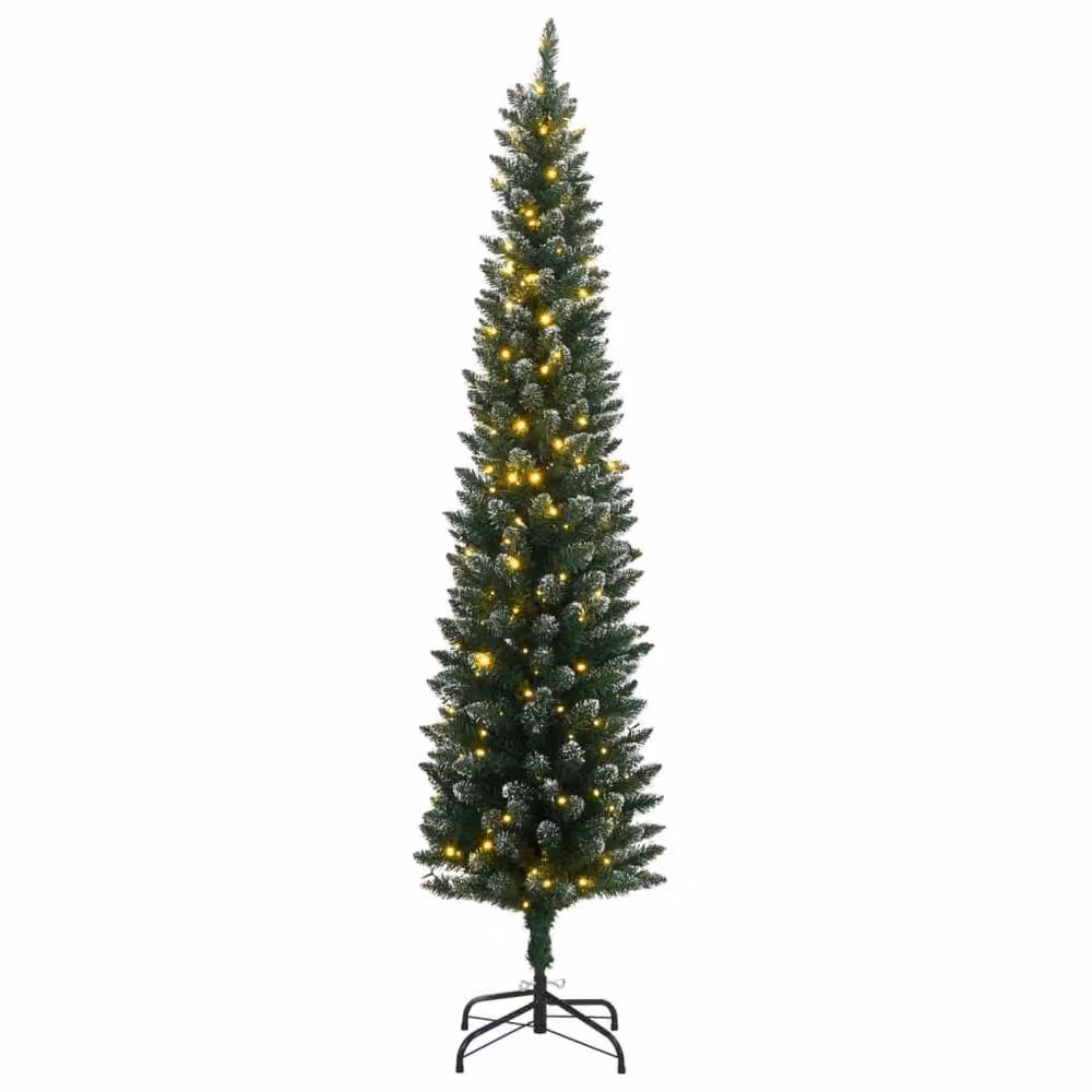 Berkfield Home Realistic Artificial Slim Green Tabletop Christmas Tree with 150 White LEDs, Height: 120 cm – 2