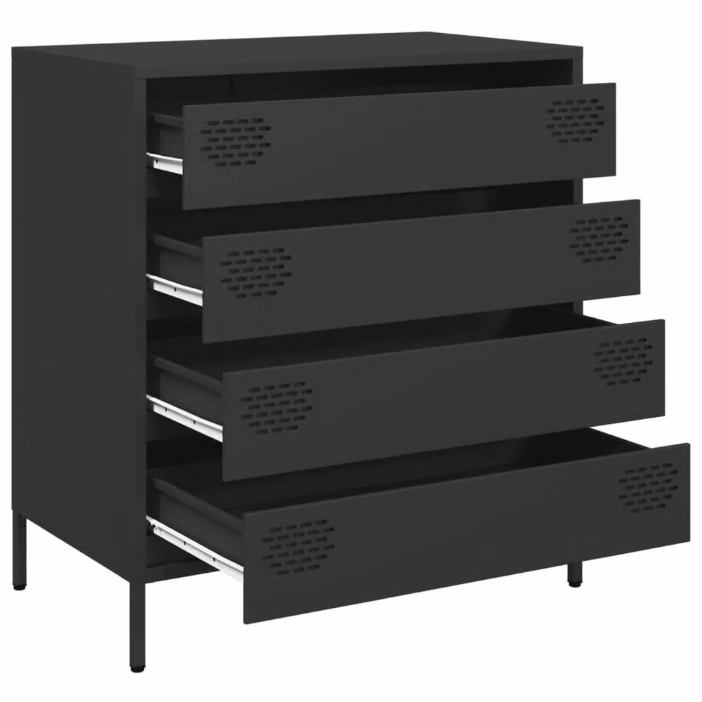 Berkfield Home Black Industrial Sideboard in Matt Cold-rolled Steel, W: 68 cm, D: 39 cm, H: 73.5 cm – 3