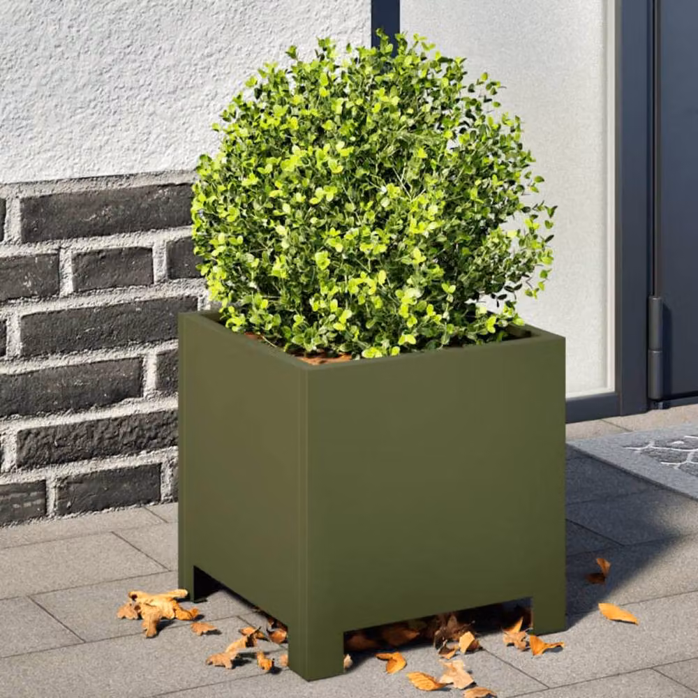 Berkfield Home Steel Garden Planter Tub, Green, W/D/H: 30 x 30 x 30 cm – 2
