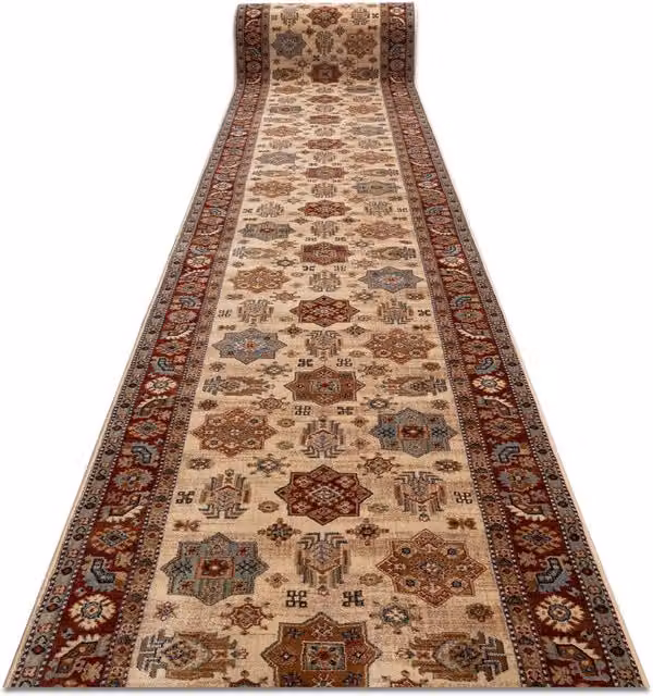 RugsX Keshan Oriental Wool Runner in Beige, W: 90 cm, L: 340 cm – 1