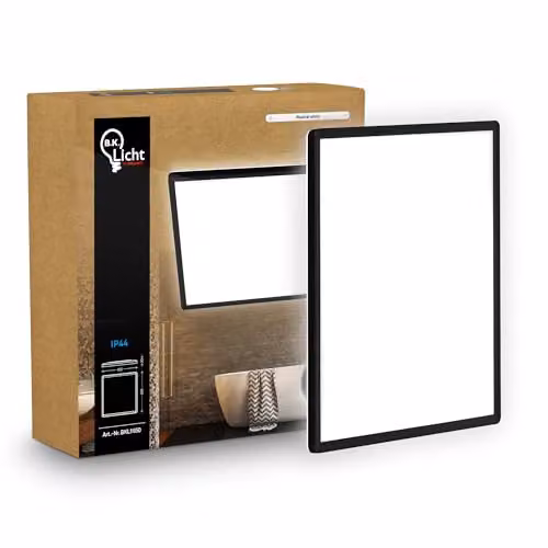 B.K.Licht Black LED Slim Panel Ceiling Light, 22W, 3000lm, 4000K Neutral White, IP44 Splash-Proof, W/D/H: 42 x 42 x 3 cm – 7
