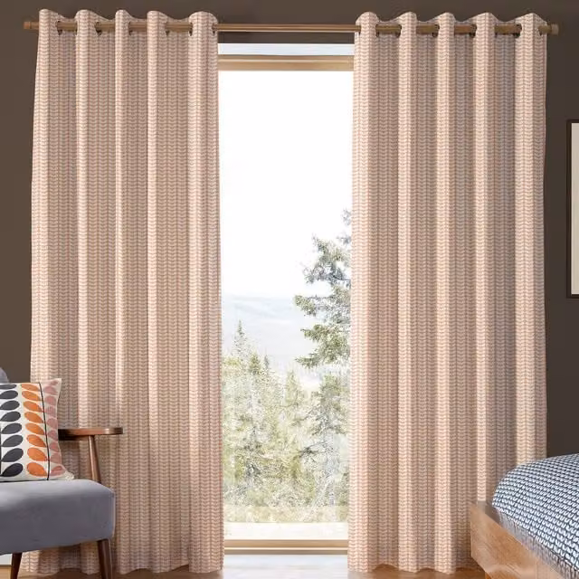 Orla Kiely Tiny Stem Made to Measure Blackout Cotton Eyelet Curtains in Pink