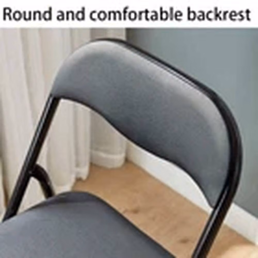 EONLION Black Folding Metal Chair with Padded Seat and Backrest – 3