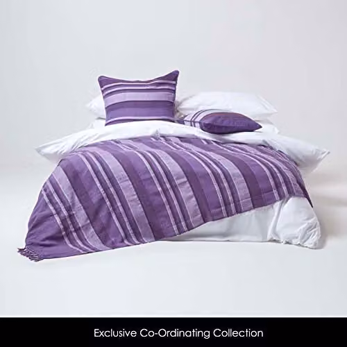 Homescapes Morocco Striped Cotton Cushion Cover in Purple and Pink, W/D/H: 60 x 60 x 60 cm – 3