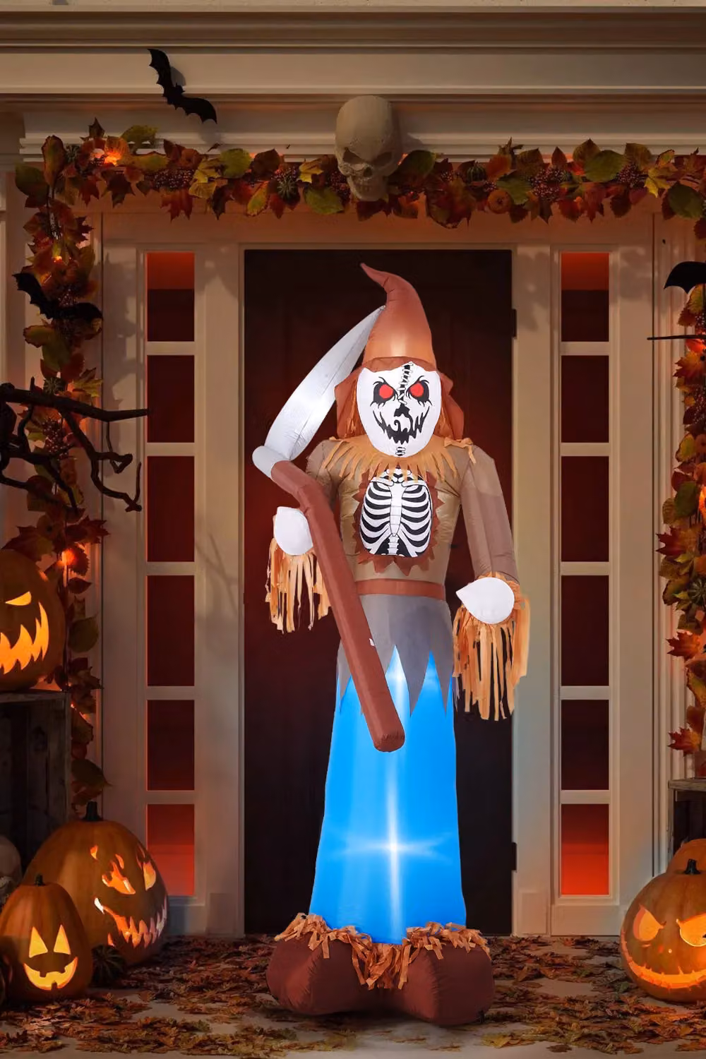 H&O Direct 10ft Halloween Glowing Scarecrow with Scythe Multicolour Outdoor Inflatable Decoration – 2